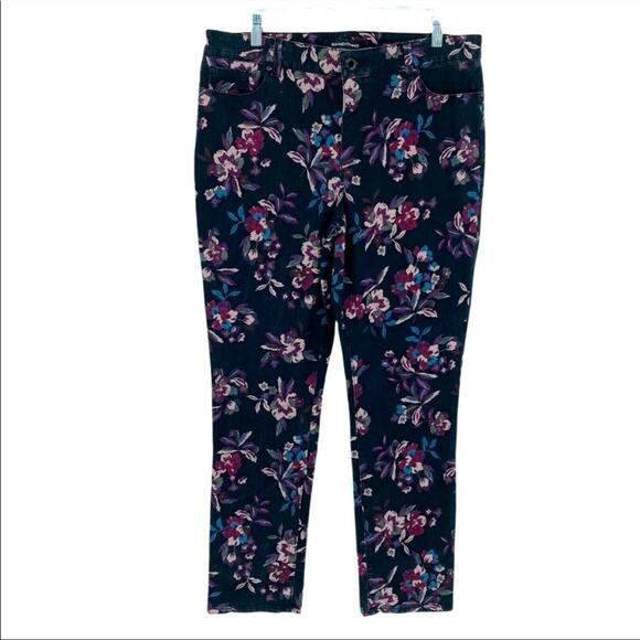 Bandolino Amy Black Pink Floral High Rise Slim Fit Jeans Women's Plus Size 18 - Picture 8 of 9